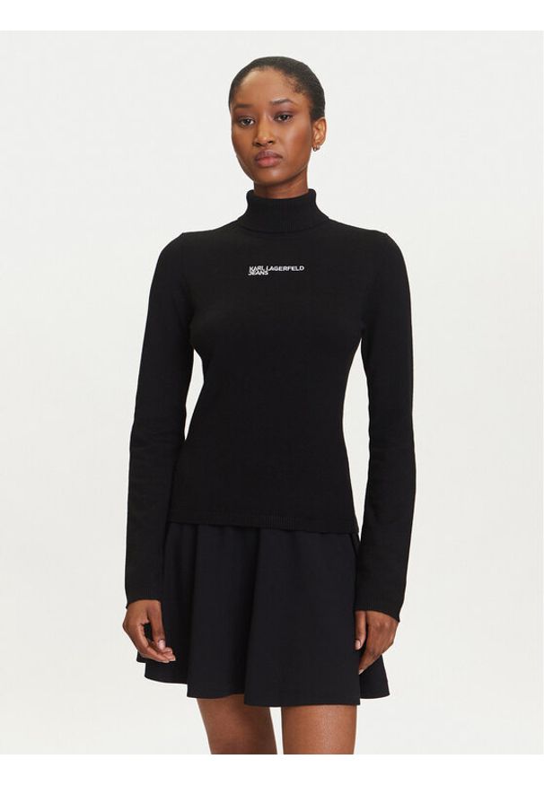 Karl Lagerfeld Jeans Golf A3W18007 Czarny Slim Fit. Typ kołnierza: golf. Kolor: czarny. Materiał: syntetyk