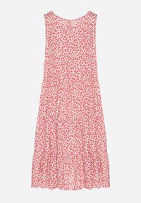 Born2be - Różowa Bawełniana Sukienka Bez Rękawów w Kolorowe Plamki Nattelle. Okazja: na co dzień. Kolor: różowy. Materiał: bawełna. Długość rękawa: bez rękawów. Wzór: kolorowy. Styl: elegancki, casual, klasyczny #3