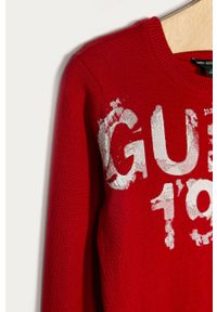 Guess Jeans - Sweter dziecięcy 116-175 cm. Okazja: na co dzień. Kolor: czerwony. Materiał: jeans. Wzór: nadruk, aplikacja. Styl: casual #3