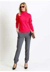 Sweter z golfem bonprix czerwień granatu. Typ kołnierza: golf. Kolor: czerwony. Materiał: dzianina, ze splotem. Długość rękawa: długi rękaw. Długość: długie. Wzór: gładki #5