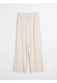Sinsay - Spodnie wide leg z domieszką lnu - beżowy. Kolor: beżowy