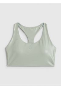 4f - 4F Biustonosz do jogi z niskim wsparciem damski - miętowy XL. Kolor: turkusowy. Materiał: skóra, materiał, guma. Sport: joga i pilates #1