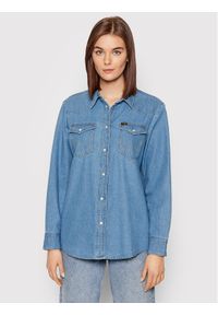 Wrangler Koszula jeansowa W5S9LWX8E 112141454 Niebieski Regular Fit. Kolor: niebieski. Materiał: bawełna