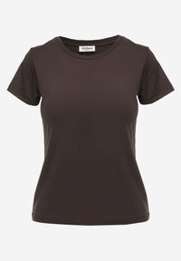 Born2be - Ciemnoszary Gładki T-shirt o Klasycznym Kroju Lycoris. Okazja: do domu, do pracy, na co dzień. Kolor: szary. Materiał: jeans. Wzór: gładki. Styl: klasyczny #3