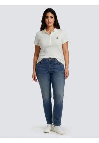 Big-Star - Koszulka damska polo w prążek biała Rella 100. Okazja: na co dzień. Typ kołnierza: polo. Kolor: biały. Materiał: prążkowany, dzianina, jeans. Długość: krótkie. Wzór: prążki. Styl: casual, elegancki, sportowy, klasyczny #3