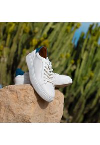 Wittchen - Męskie sneakersy skórzane klasyczne kremowo-granatowe. Nosek buta: okrągły. Kolor: niebieski, kremowy, wielokolorowy. Materiał: skóra. Wzór: gładki, kolorowy. Sezon: lato #8