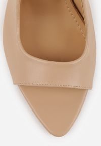 Born2be - Ciemnobeżowe Sandały VICES na Szpilce z Odkrytym Noskiem i Piętą Olopis. Okazja: na co dzień, na ślub cywilny, na wesele. Zapięcie: pasek. Kolor: beżowy. Materiał: jeans. Obcas: na szpilce. Styl: casual, elegancki, klasyczny, wizytowy #4