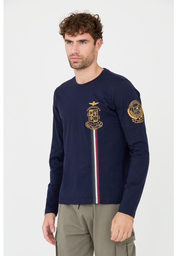 Aeronautica Militare - AERONAUTICA MILITARE Granatowy longsleeve. Kolor: niebieski. Długość rękawa: długi rękaw