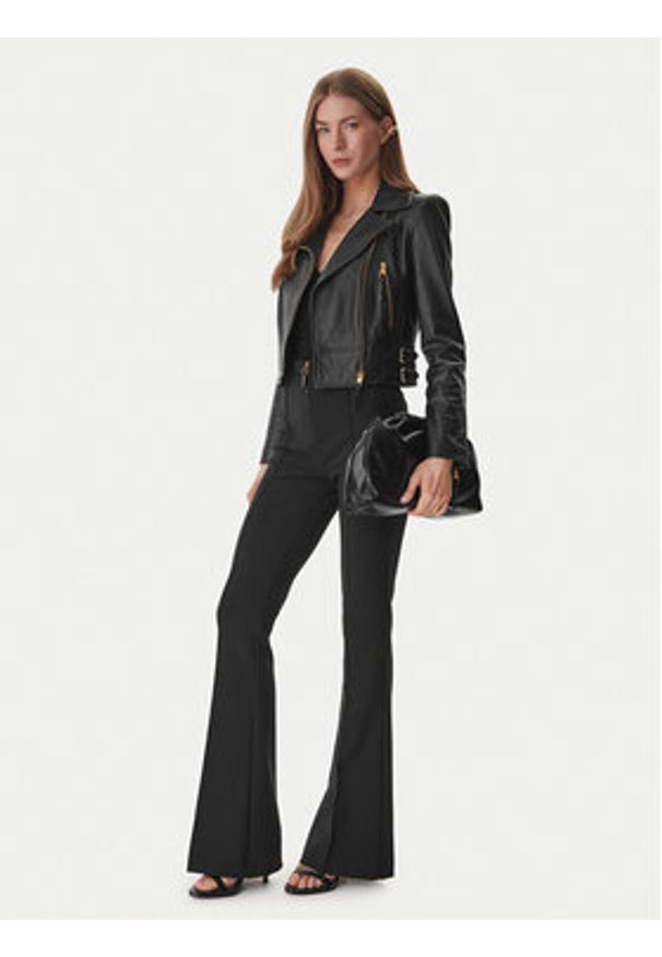 Elisabetta Franchi Kurtka skórzana GD-57Z-61E2-V1490 Czarny Regular Fit. Kolor: czarny. Materiał: skóra