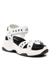 Sandały Pepe Jeans Grub Star PLS90567 White 800. Kolor: biały. Materiał: skóra
