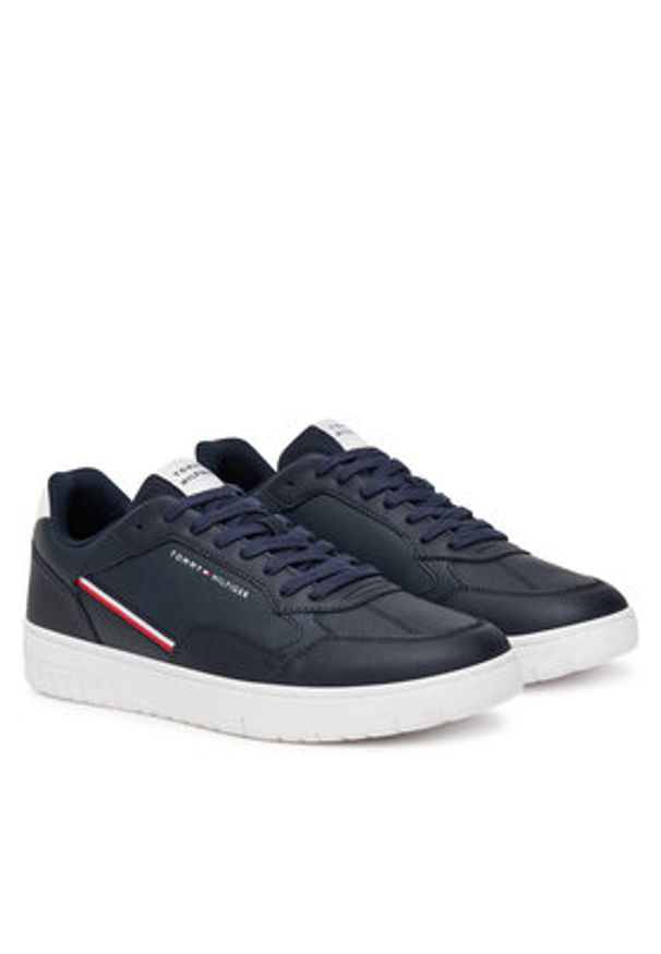 TOMMY HILFIGER - Tommy Hilfiger Sneakersy Th Basket Core Stripes FM0FM05631 Granatowy. Kolor: niebieski. Materiał: skóra