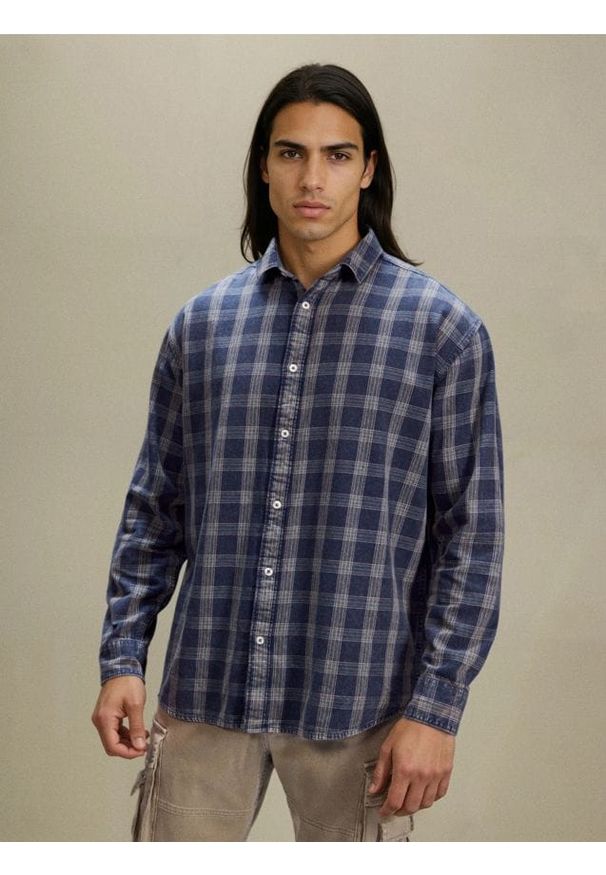 Sinsay - Bawełniana koszula w kratę - szary. Kolor: szary. Materiał: bawełna