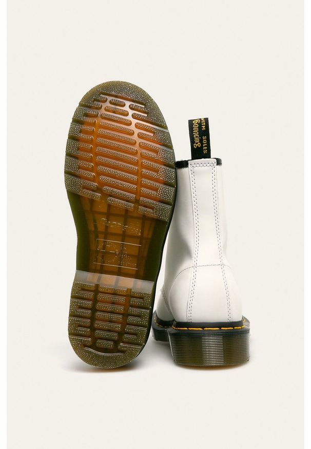 Dr. Martens - Workery skórzane. Nosek buta: okrągły. Zapięcie: sznurówki. Kolor: biały. Materiał: skóra