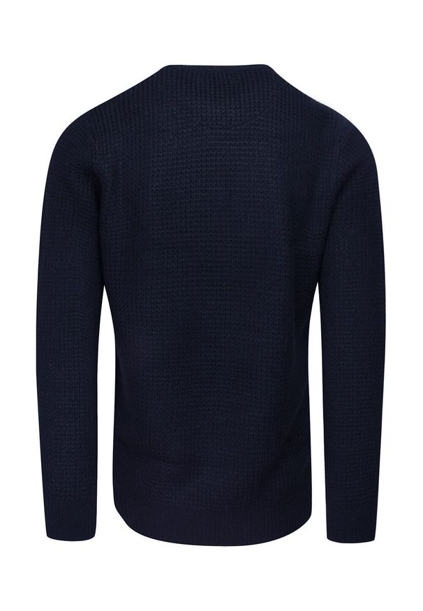 Brave Soul - Sweter Granatowy w Gruby Dziergany Splot, U-neck, Męski -BRAVE SOUL. Kolor: niebieski. Materiał: akryl. Wzór: ze splotem. Sezon: zima, jesień. Styl: elegancki, klasyczny