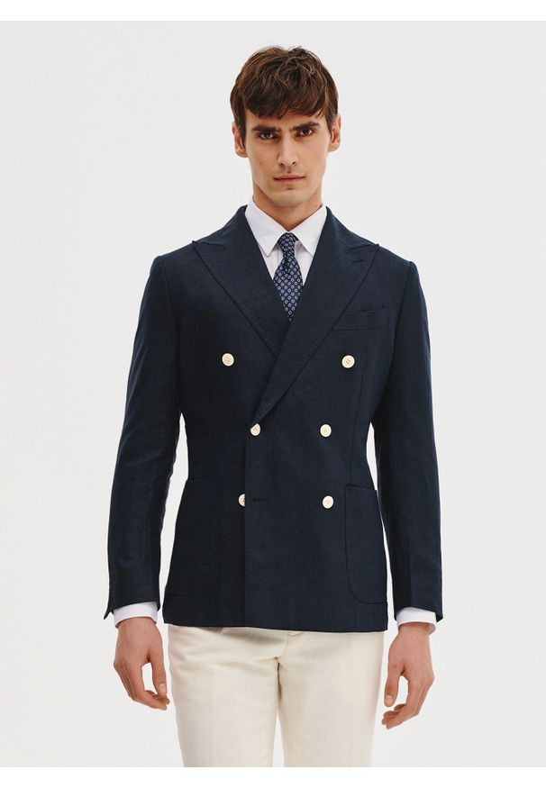 Pako Lorente - PAKO LORENTE – Lniana marynarka dwurzędowa. Materiał: len. Sezon: wiosna