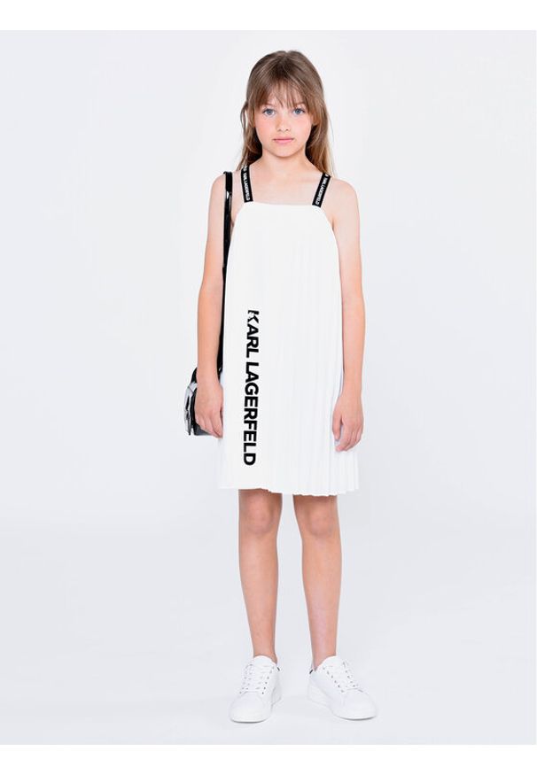 Karl Lagerfeld Kids Sukienka codzienna Z12246 S Biały Relaxed Fit. Okazja: na co dzień. Kolor: biały. Materiał: syntetyk. Typ sukienki: proste. Styl: casual