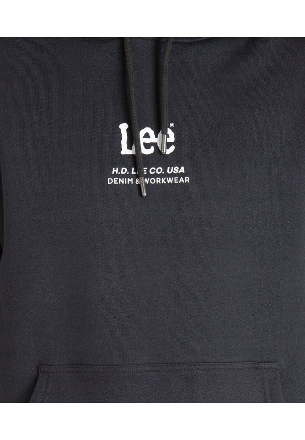 Lee - LEE LOGO LOOSE HOODIE MĘSKA BLUZA WASHED BLACK L83UTJON 112144595