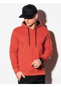 Ombre Clothing - Bluza męska z kapturem B1084 - czerwona - XXL. Typ kołnierza: kaptur. Kolor: czerwony. Materiał: poliester, bawełna #3