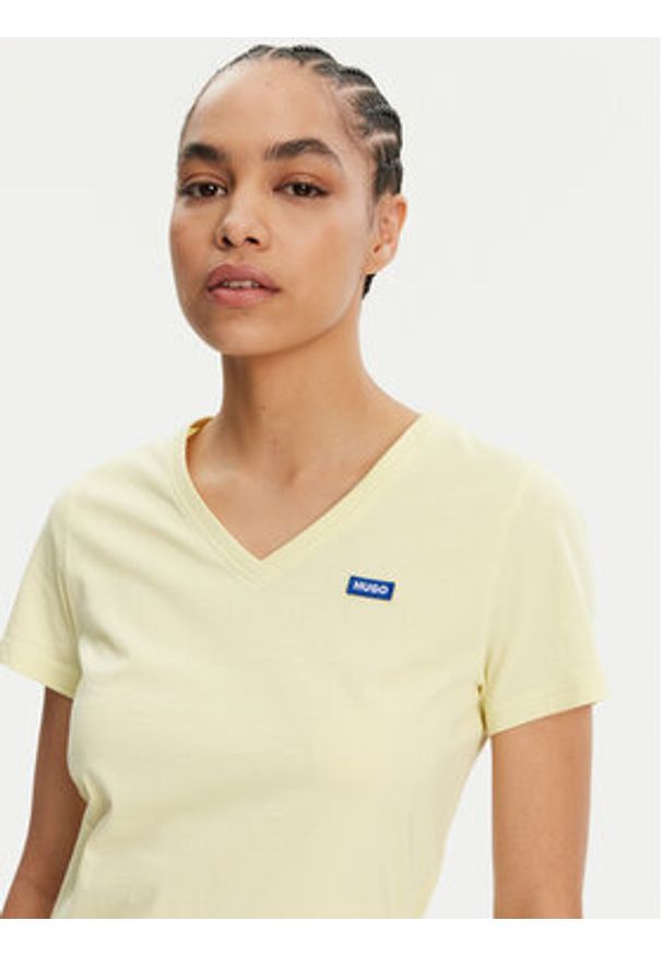 Hugo - HUGO T-Shirt Classic 50513667 Żółty Slim Fit. Kolor: żółty. Materiał: bawełna