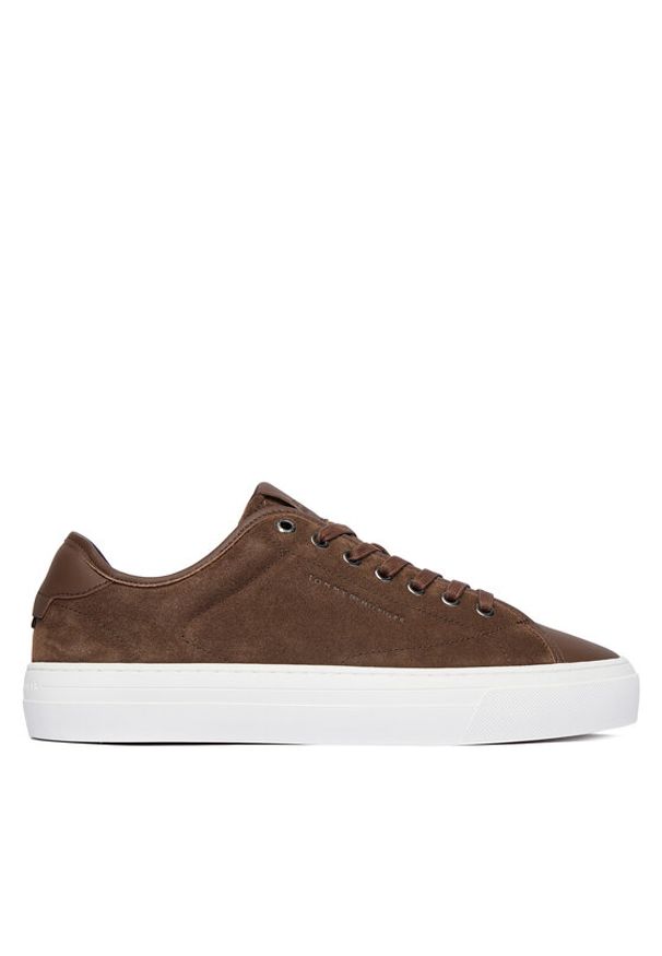 TOMMY HILFIGER - Tommy Hilfiger Sneakersy Premium Dress Leather Mix FM0FM05842 Brązowy. Kolor: brązowy. Materiał: zamsz, skóra