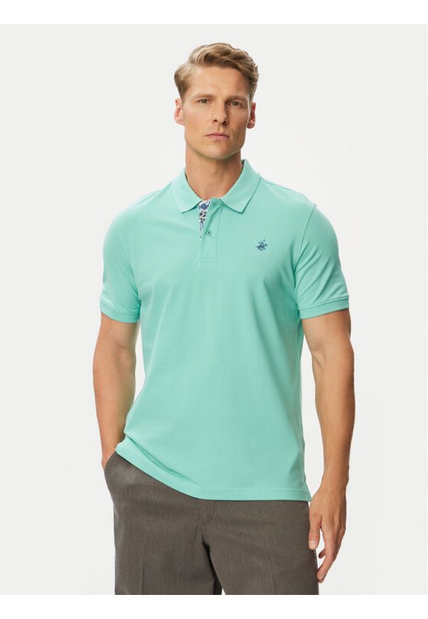 Beverly Hills Polo Club Polo P-SS26M-P450106 Turkusowy Regular Fit. Typ kołnierza: polo. Kolor: turkusowy. Materiał: bawełna