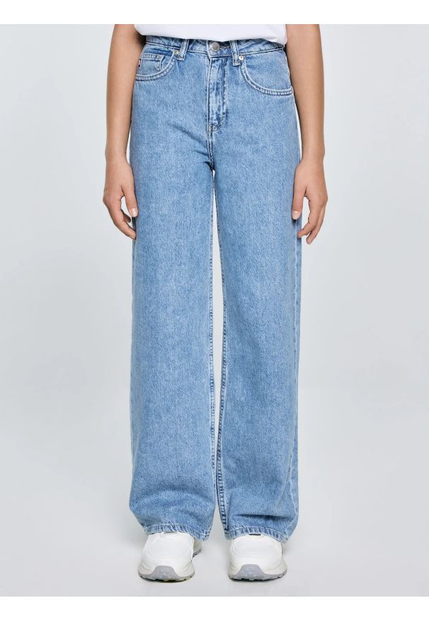Big-Star - Jeansy dziewczęce z szeroką nogawką niebieskie Natalie 194. Okazja: na uczelnię, na spacer. Kolor: niebieski. Materiał: jeans. Styl: młodzieżowy, elegancki