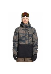 Kurtka narciarska męska Quiksilver Mission Printed Block. Kolor: zielony. Materiał: poliester. Sezon: zima. Styl: wakacyjny. Sport: narciarstwo #1