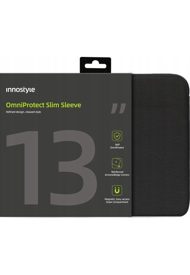 Etui Innostyle INNOSTYLE TORBA NA LAPTOPA 13" WODOODPORNA ETUI OMNIPROTECT SLIM CZARNA. Kolor: czarny