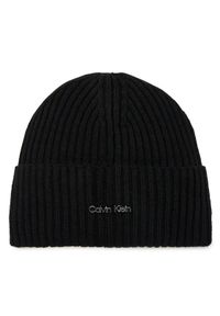 Calvin Klein Czapka Ck Must Logo Beanie K60K611401 Czarny. Kolor: czarny. Materiał: materiał #1