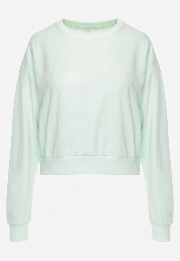 Renee - Miętowa Bluza z Bawełną ze Ściągaczami przy Rękawach i w Pasie Alberia. Kolor: miętowy. Materiał: bawełna