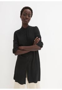 bonprix - Długa bluzka z wiskozy. Kolor: czarny. Materiał: wiskoza. Długość: długie. Styl: elegancki #1