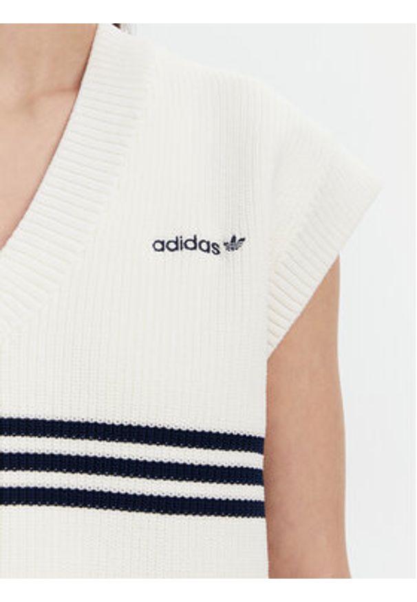 Adidas - adidas Sweter 3-Stripes JJ3486 Biały Loose Fit. Kolor: biały. Materiał: syntetyk
