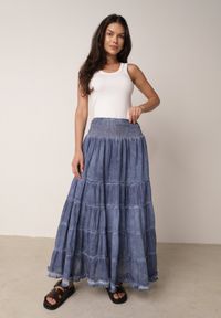 Born2be - Niebieska Spódnica z Bawełny z Wysokim Stanem Stylizowana na Jeansową Ealread. Okazja: do pracy, na co dzień, na spacer. Stan: podwyższony. Kolor: niebieski. Materiał: bawełna, jeans. Wzór: gładki. Styl: elegancki, casual #8