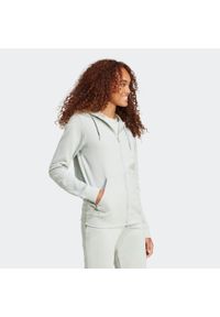 Adidas - Bluza na zamek damska ADIDAS Gym & Pilates. Kolor: szary. Materiał: włókno, bawełna. Sport: joga i pilates