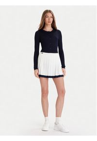 Lacoste Kardigan AF4141 Granatowy Slim Fit. Kolor: niebieski. Materiał: wełna