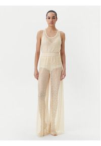 Pinko - PINKO Top Waiting canottiera rete Beżowy Slim Fit. Kolor: beżowy. Materiał: syntetyk #3