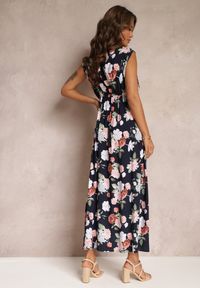 Renee - Czarna Sukienka Maxi w Kwiaty z Gumką w Talii Kaleita. Kolor: czarny. Materiał: bawełna, tkanina. Długość rękawa: bez rękawów. Wzór: kwiaty. Sezon: lato. Długość: maxi #3