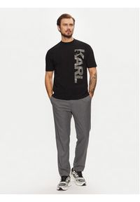 Karl Lagerfeld - KARL LAGERFELD T-Shirt 755198 551221 Czarny Regular Fit. Typ kołnierza: dekolt w karo. Kolor: czarny. Materiał: bawełna #3
