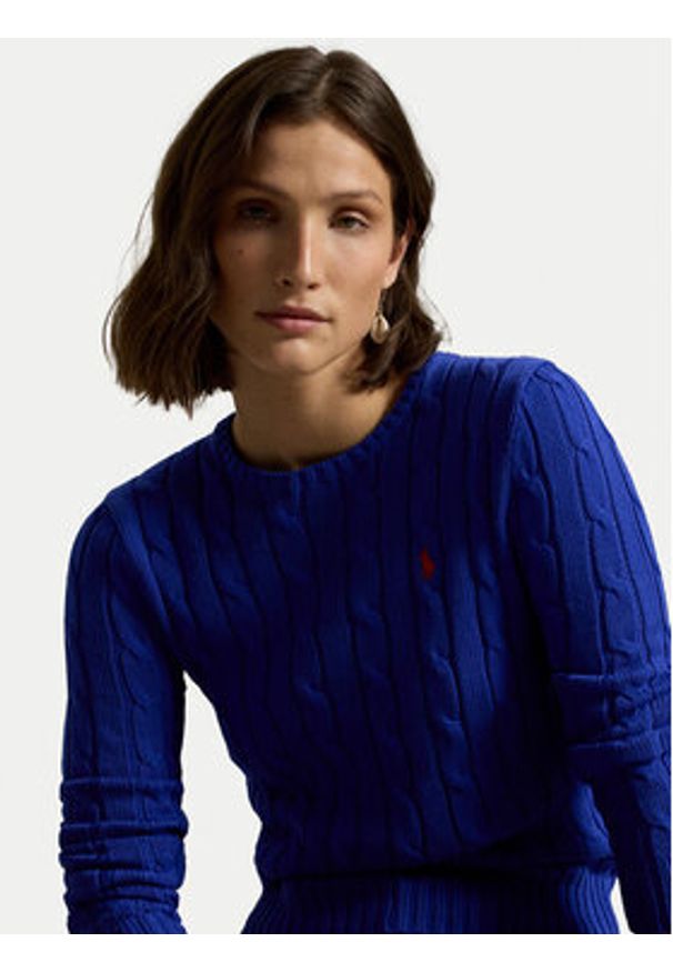 Polo Ralph Lauren Sweter 211971869012 Niebieski Slim Fit. Typ kołnierza: polo. Kolor: niebieski. Materiał: bawełna