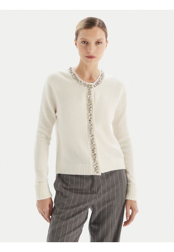 KAOS Kardigan RI1KT018 Écru Regular Fit. Materiał: wełna