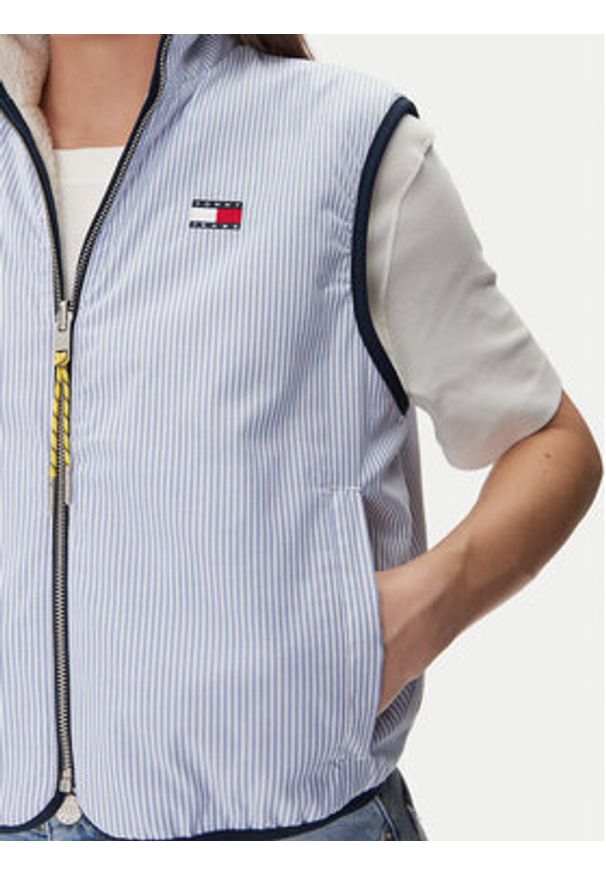 Tommy Jeans Kamizelka Tjw Reversible Teddy Vest DW0DW20233 Błękitny Regular Fit. Kolor: niebieski. Materiał: syntetyk