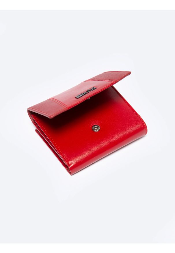 Big-Star - Portfel damski skórzany z brelokiem czerwony Mika 660. Kolor: czerwony. Materiał: skóra