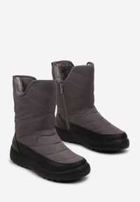 Born2be - Szare Śniegowce za Kostkę Maidalle. Wysokość cholewki: za kostkę. Nosek buta: okrągły. Zapięcie: zamek. Kolor: szary. Materiał: materiał, futro. Sezon: zima. Obcas: na obcasie. Styl: klasyczny. Wysokość obcasa: niski #2