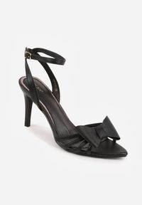 Born2be - Czarne Sandały VICES na Szpilce z Kokardką Rosedust. Okazja: na wesele, na ślub cywilny. Zapięcie: sprzączka. Kolor: czarny. Wzór: aplikacja. Obcas: na szpilce. Styl: klasyczny, elegancki #9