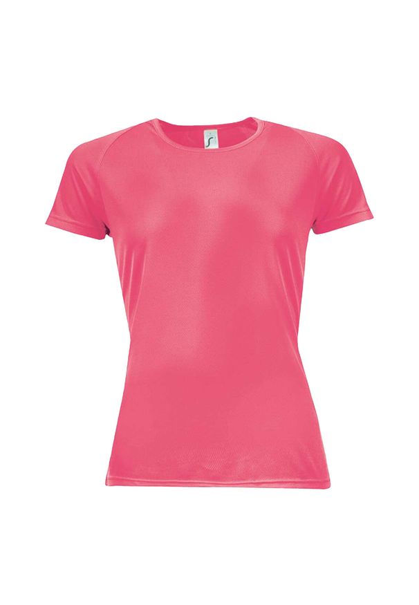 SOL'S - Koszulka Damska Sportowa Raglanowa. Kolor: czerwony, wielokolorowy, różowy. Długość rękawa: raglanowy rękaw. Sport: turystyka piesza