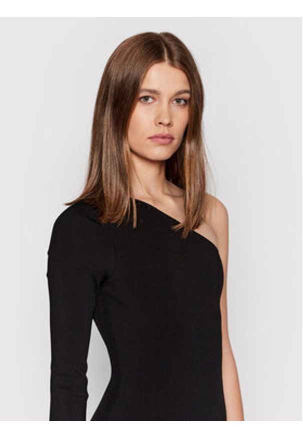 Victoria Victoria Beckham Sukienka koktajlowa One Shoulder 1222KDR003593A Czarny Slim Fit. Kolor: czarny. Materiał: wiskoza. Styl: wizytowy