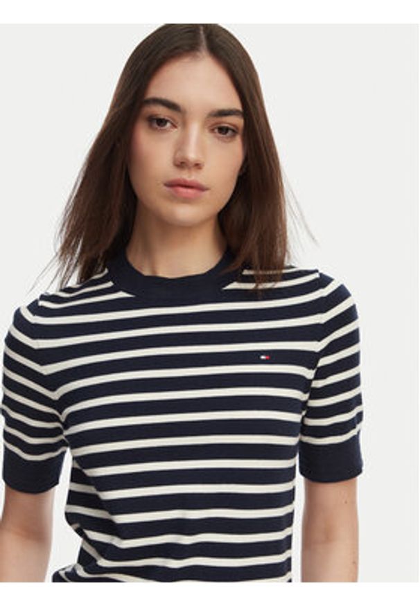 TOMMY HILFIGER - Tommy Hilfiger Sweter WW0WW49705 Granatowy Slim Fit. Kolor: niebieski. Materiał: bawełna