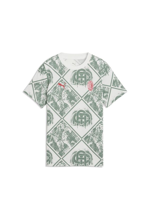Puma - Młodzieżowa koszulka AC Milan FtblCulture Printed PUMA. Kolor: biały, wielokolorowy, zielony. Sport: piłka nożna