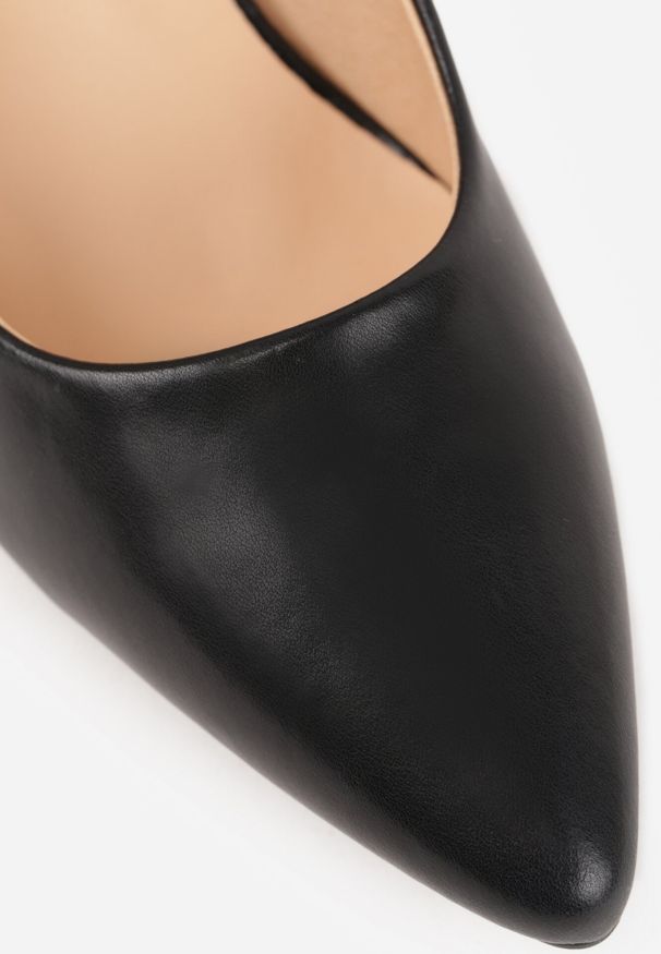 Born2be - Czarne Czółenka na Słupku VICES ze Skóry Naturalnej Alcilea. Okazja: do pracy, na co dzień, na spotkanie biznesowe. Kolor: czarny. Materiał: skóra. Wzór: gładki. Obcas: na słupku. Styl: elegancki, biznesowy, casual. Wysokość obcasa: średni