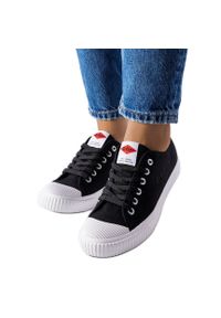 Czarne trampki Lee Cooper LCW-23-44-1644L. Okazja: na uczelnię, na co dzień. Kolor: czarny. Materiał: materiał. Styl: casual, klasyczny #4